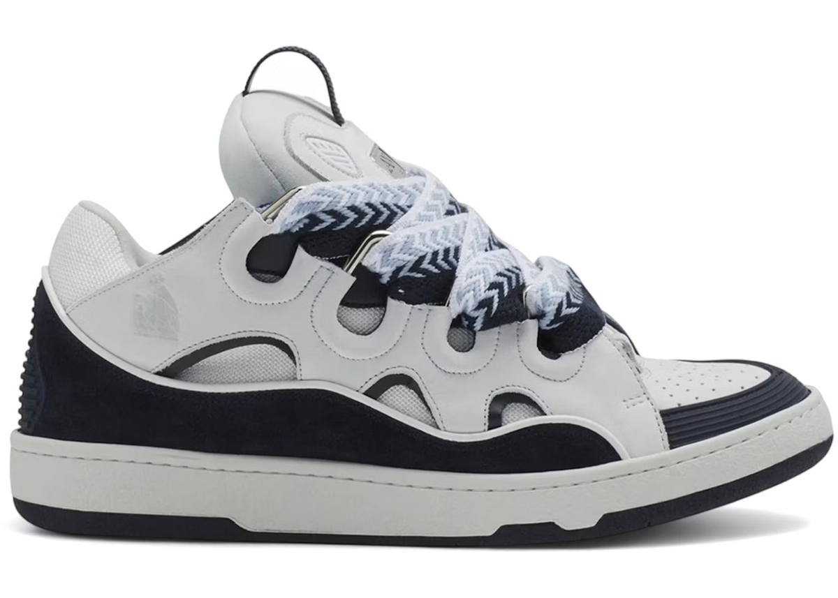 Lanvin Leather Curb White Navy Blue