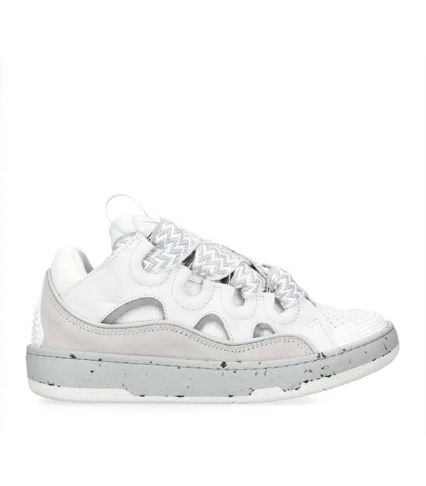 Lanvin Leather Curb Sneakers In Grey