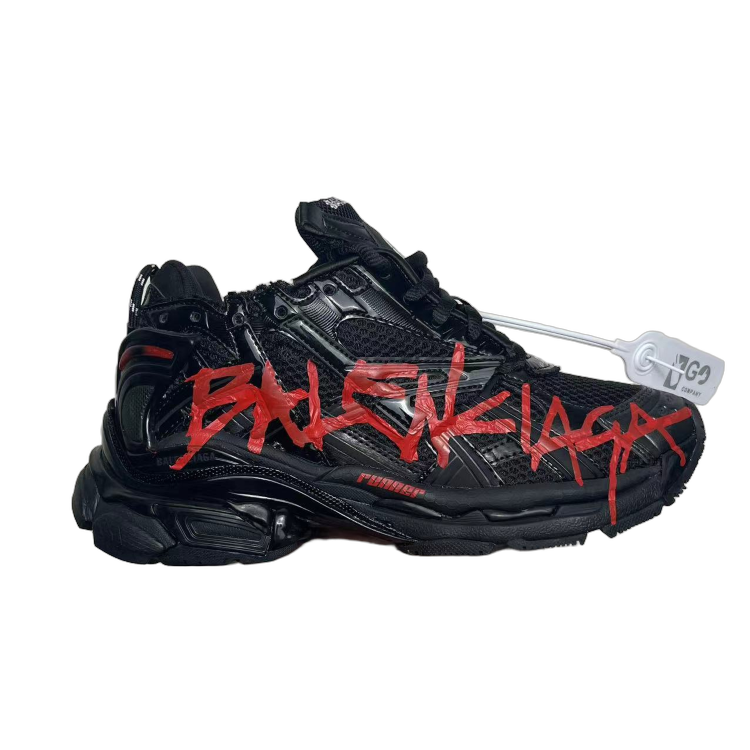 Balenciaga Runner No Led Graffiti in Black and Red