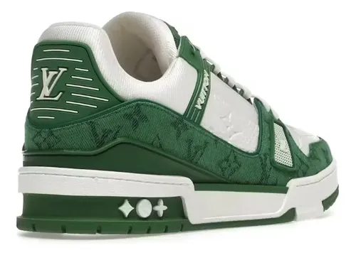Louis Vuitton Trainer Grün Monogram Denim Weiß