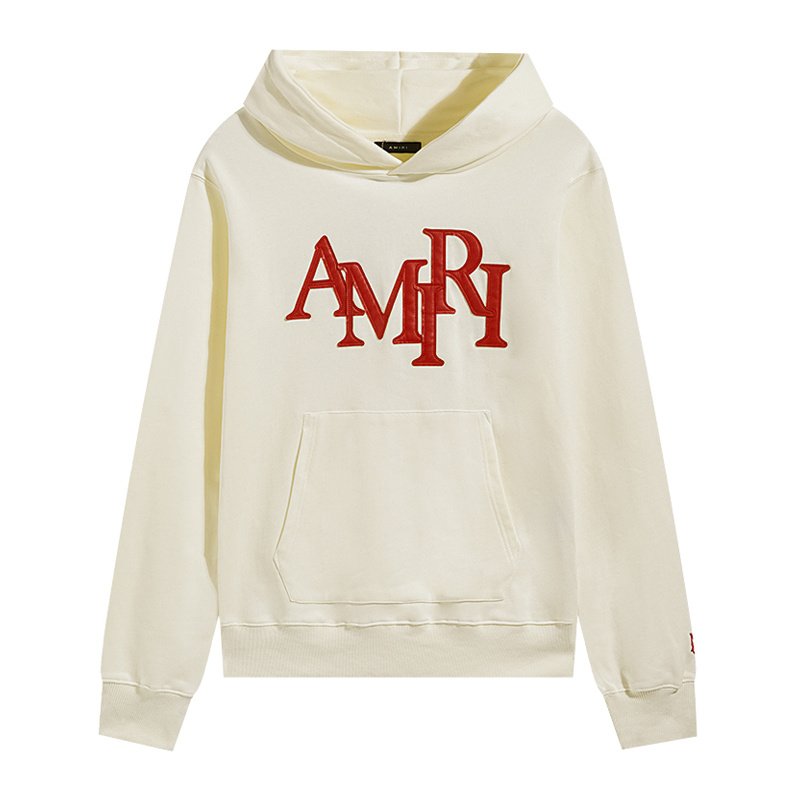 Poleron amiri Beige Cotton Hoodie with Red