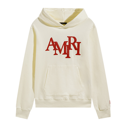 Poleron amiri Beige Cotton Hoodie with Red