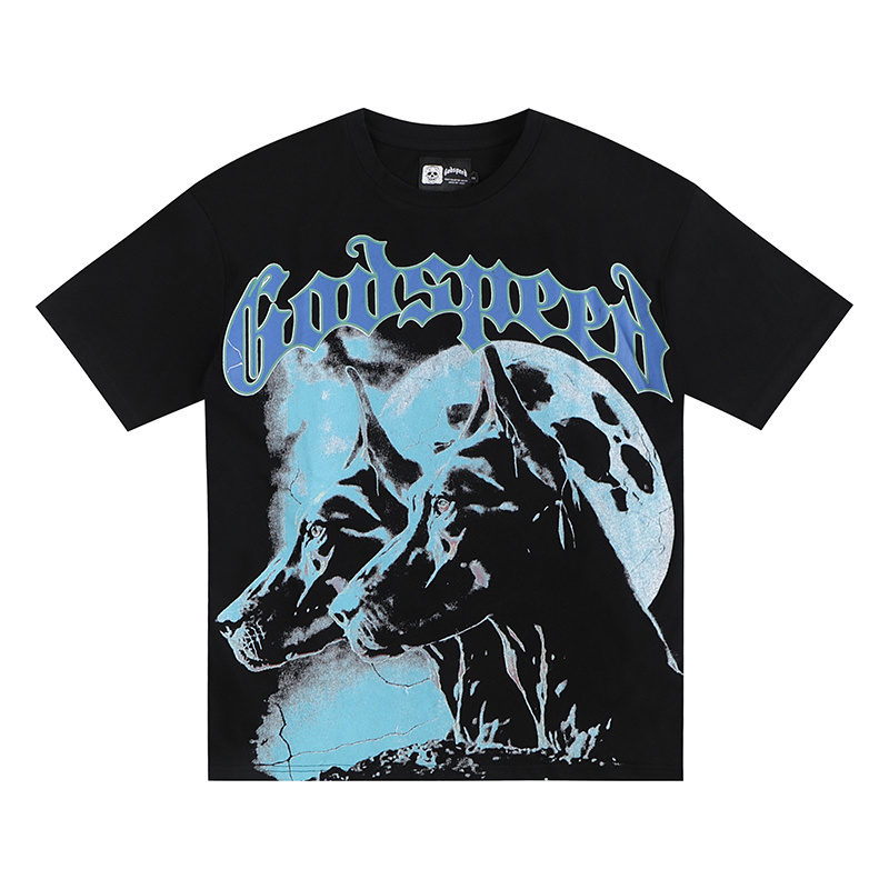 Polera Godspeed dobermans and moon blue/black