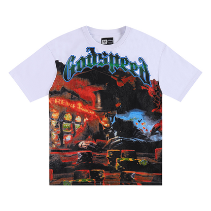 Polera Godspeed Magician Playing Cards white
