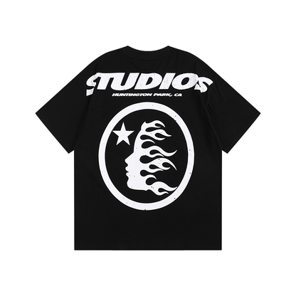 Polera Hellstar Cartoon Logo Glitter Black