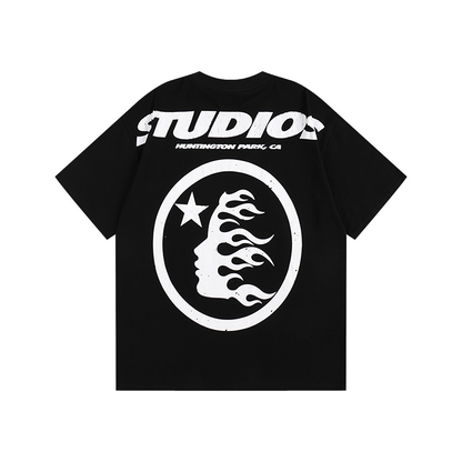 Polera Hellstar Cartoon Logo Glitter Black