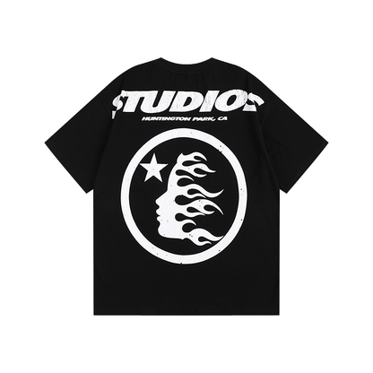 Polera Hellstar Cartoon Logo Glitter Black