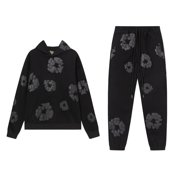 Conjunto Demin Tears Negro con Flores negras