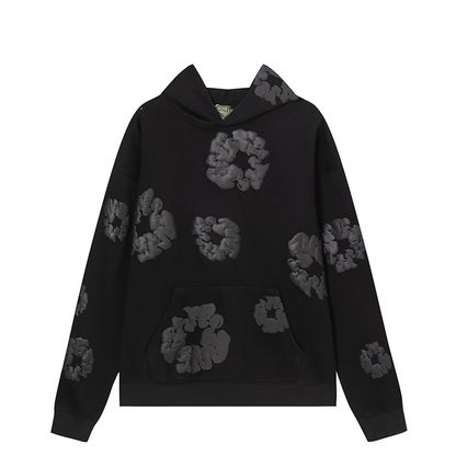 Poleron Demin Tears Negro Con Flores Negras