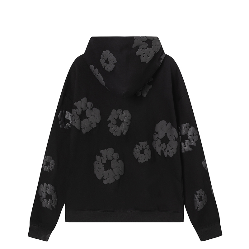 Poleron Demin Tears Negro Con Flores Negras