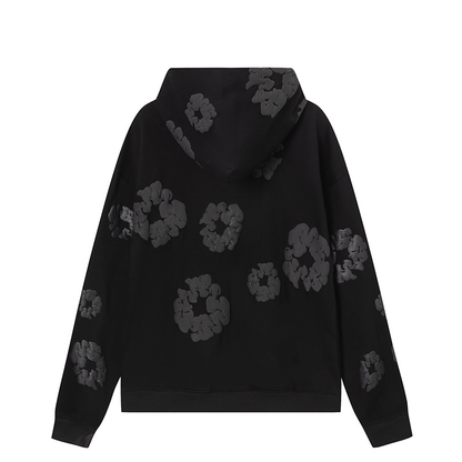Poleron Demin Tears Negro Con Flores Negras