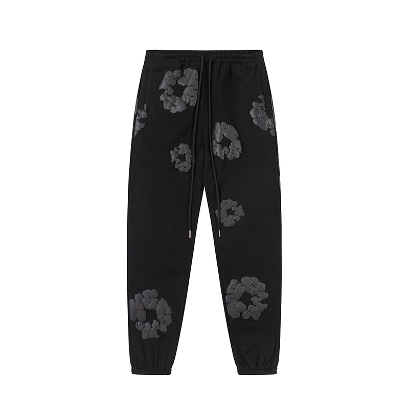 Pantalon Demin Tears Negro Con Flores Negras