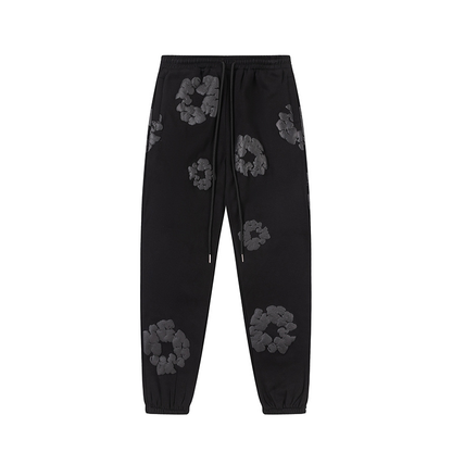 Pantalon Demin Tears Negro Con Flores Negras