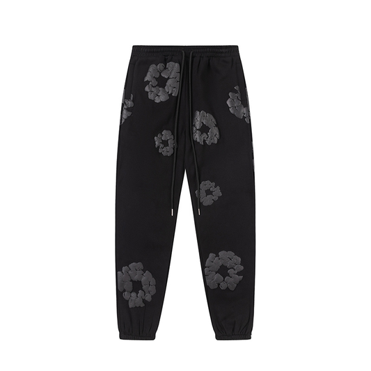 Pantalon Demin Tears Negro Con Flores Negras
