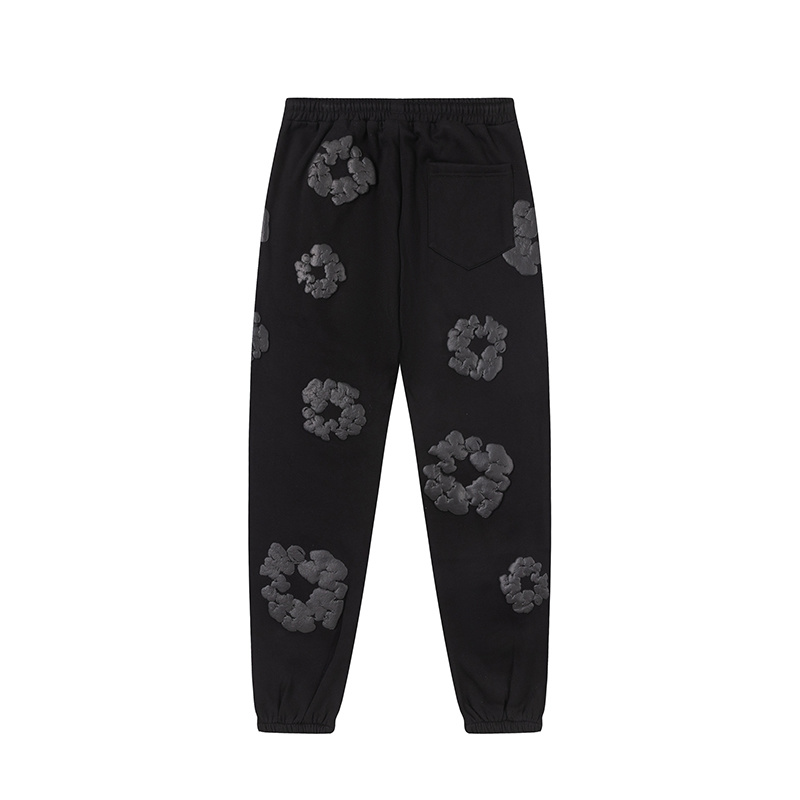 Pantalon Demin Tears Negro Con Flores Negras