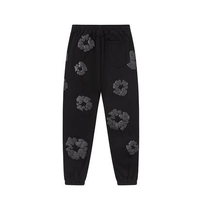 Pantalon Demin Tears Negro Con Flores Negras