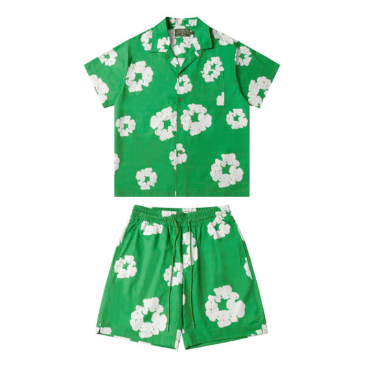 Conjunto Demin Tears Verde de botones