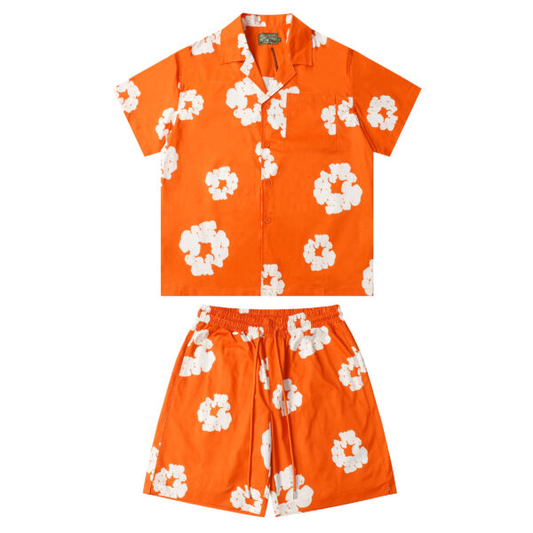 Conjunto Demin Tears Naranja De Botones