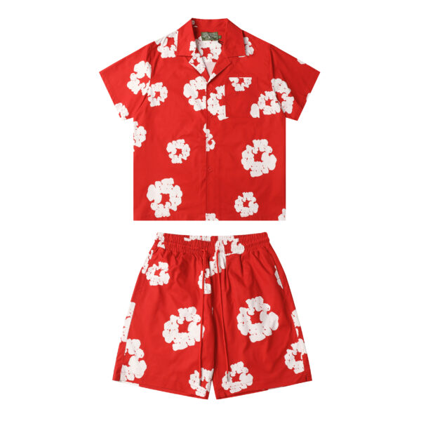 Conjunto Demin Tears Rojo Con Botones