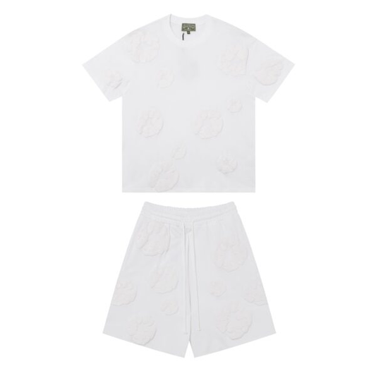 Conjunto Demin Tears Blanco con flores Blancas