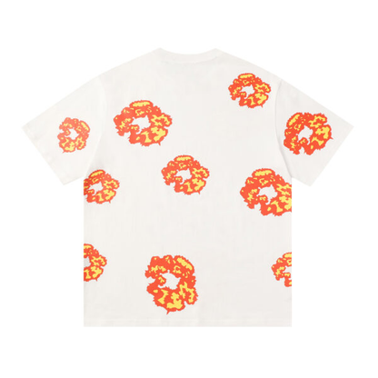 Conjunto Demin Tears Blanco con flores Naranjas