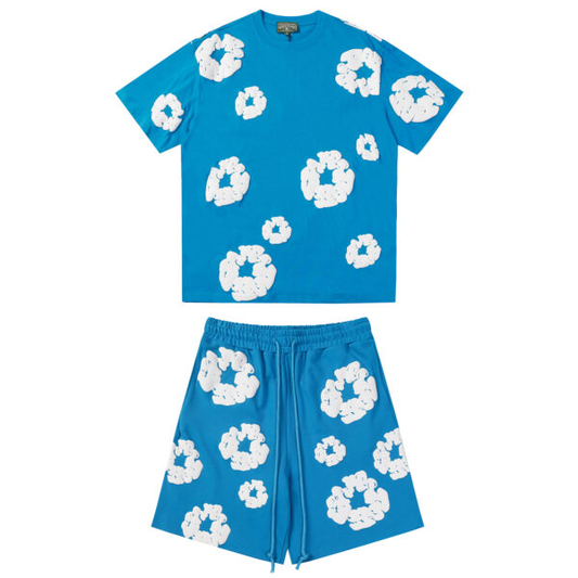 Conjunto Demin Tears Azul con flores Blancas