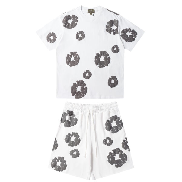 Conjunto Demin Tears Blanco con flores Grices