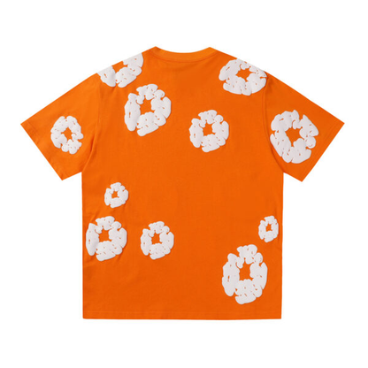 Conjunto Demin Tears Naranja con flores Blancas