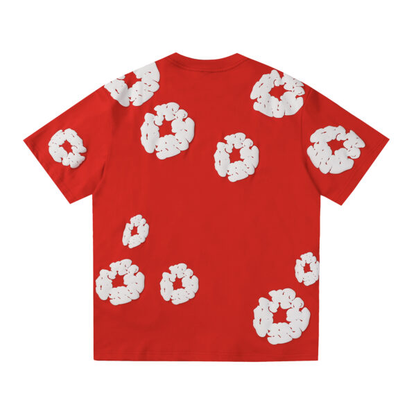 Conjunto Demin Tears Rojo con flores Blancas