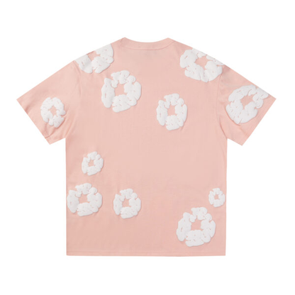 Conjunto Demin Tears Rosado con flores Blancas