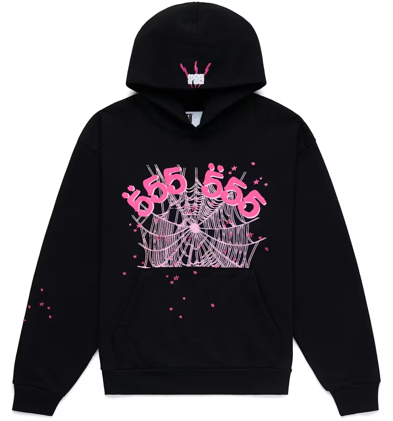 Sp5der Angel Number Hoodie Black