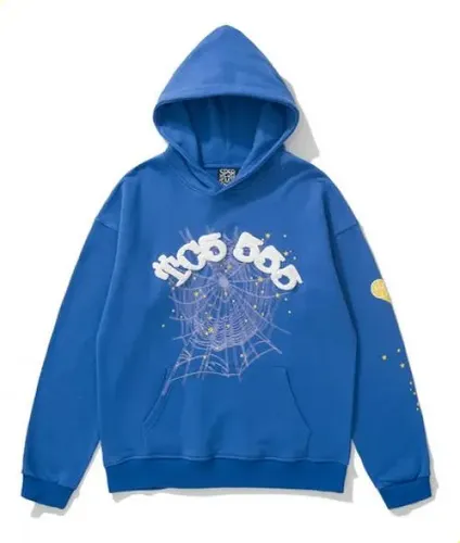Sp5der Rhinestone Hoodie Blue