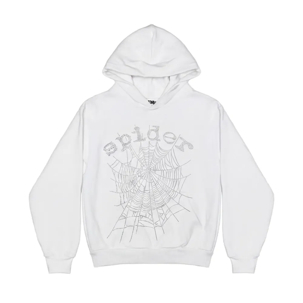 Hoodie Sp5der Web en gris jaspeado