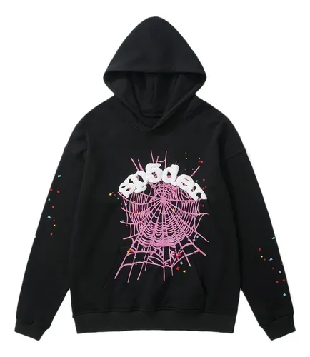 Sp5der Web Hoodie Black Pink Graphic