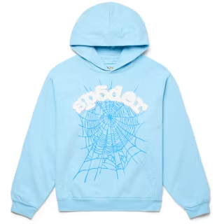 Hoodie Sp5der Web en azul cielo